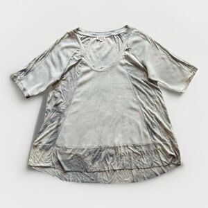 POL Womens Shirt Tunic Top Size Small Grey Waffle Tie Dye Oversized Fall Layer